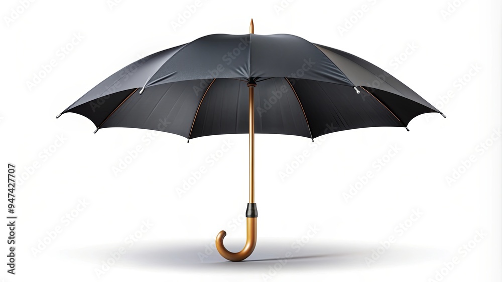 Black umbrella with a sleek wooden handle, umbrella, black, wooden, handle, rain, protection, accessory, object, fashion Black umbrella with a sleek wooden handle, umbrella, black, wooden, handle, rain, protection, accessory, object, fashion