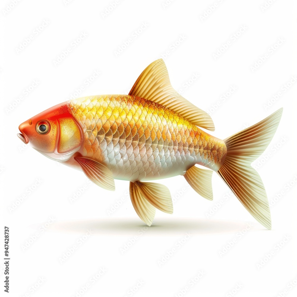 Fish 3d realistic icon, mackerel draw shape, fishing symbol, tuna silhouette, salmon sign, color fish