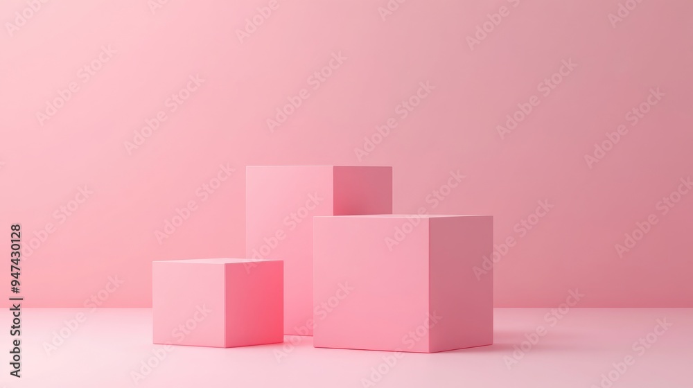 Abstract 3D pink cube and box podium in a minimal studio background Geometric shapes designed for displaying cosmetic and fashion products for special occasions Abstract 3D pink cube and box podium in a minimal studio background Geometric shapes designed for displaying cosmetic and fashion products for special occasions