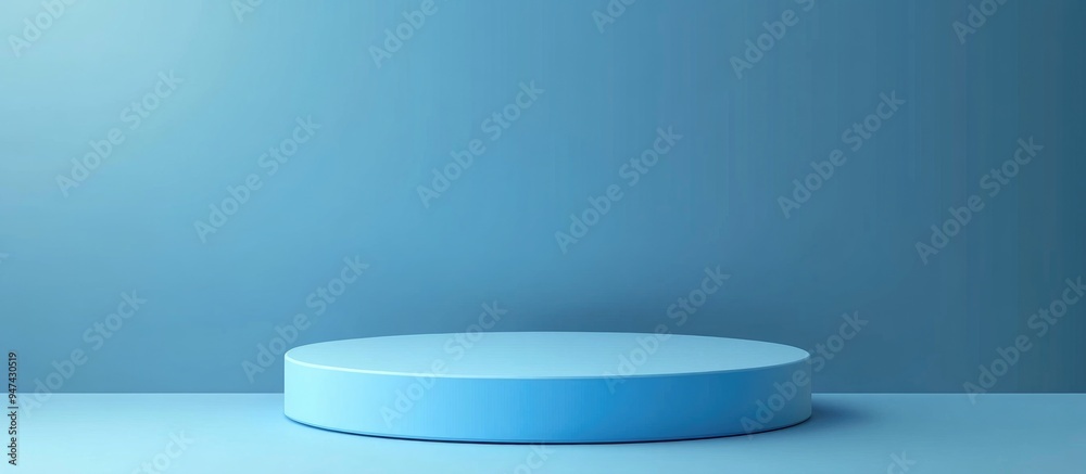 Blue podium background for product display Minimalist design 3D rendering