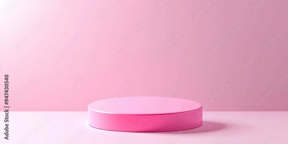 Minimalist 3D pink cylinder podium with abstract geometric shapes Rendered illustration for showcasing products Minimalist 3D pink cylinder podium with abstract geometric shapes Rendered illustration for showcasing products