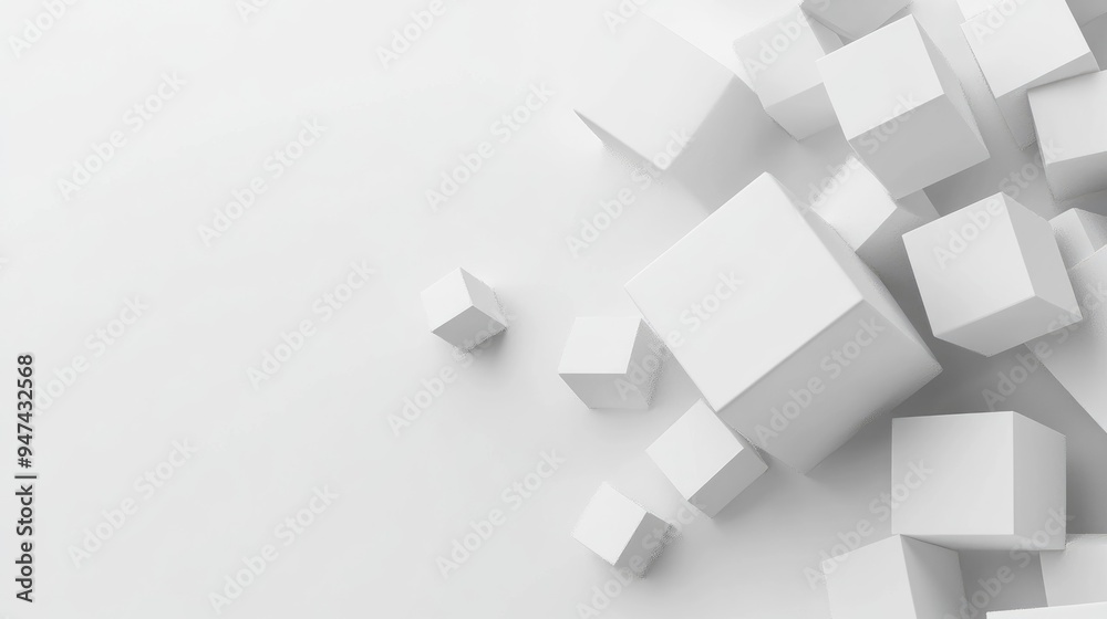 Abstract background featuring a white 3D cube 3D rendering on a white backdrop Abstract background featuring a white 3D cube 3D rendering on a white backdrop