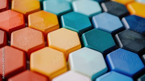 Hexagon Pattern of Colorful Crayons