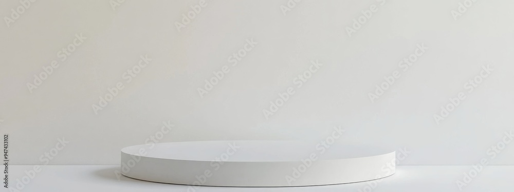 Blank white podium or pedestal against a white backdrop for showcasing products Unoccupied display stand for presenting items 3D rendering Blank white podium or pedestal against a white backdrop for showcasing products Unoccupied display stand for presenting items 3D rendering