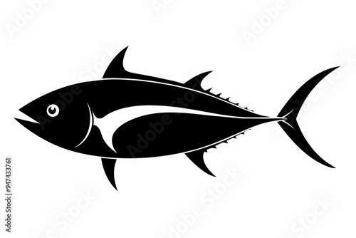 Tuna fish silhouette black vector art illustration