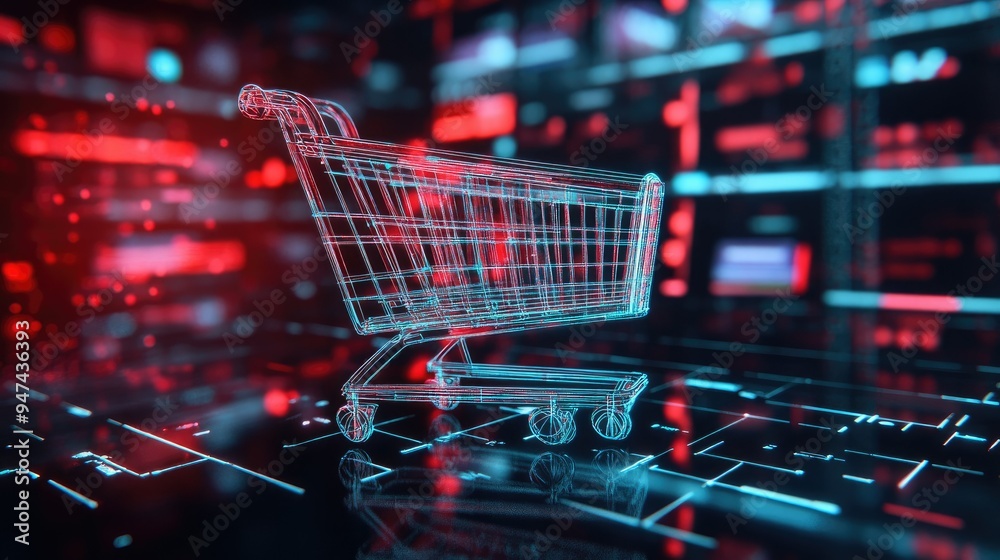 A digital shopping cart on a computer screen, packed with Black Friday discounts, reflecting a shopping frenzy. A digital shopping cart on a computer screen, packed with Black Friday discounts, reflecting a shopping frenzy.