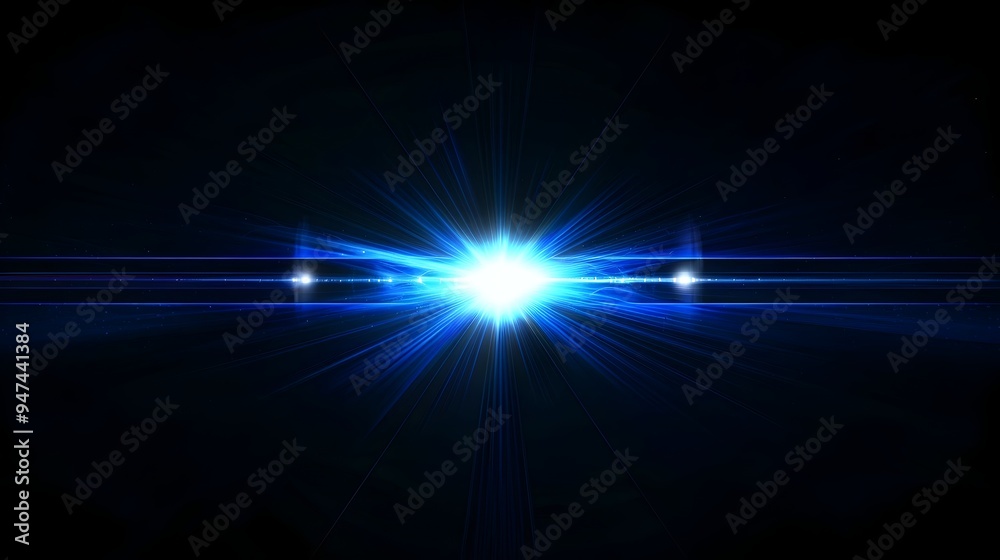 Fototapeta premium Mesmerizing Burst of Luminous Beams Radiating from a Central Source on Dark Background