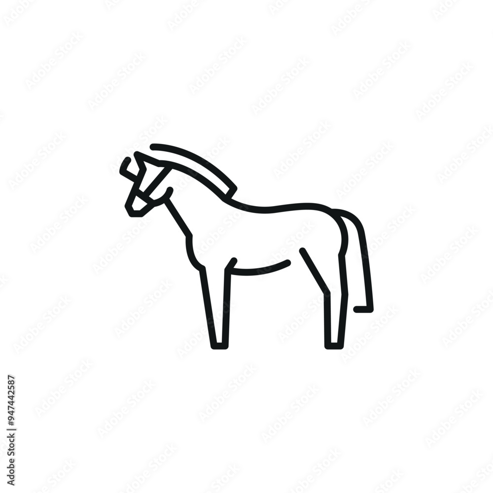 Horse icon. Stylized representation of a horse, often associated with grace and strength, widely used in contexts related to farms, equestrian sports, and animal husbandry. Vector illustration Horse icon. Stylized representation of a horse, often associated with grace and strength, widely used in contexts related to farms, equestrian sports, and animal husbandry. Vector illustration