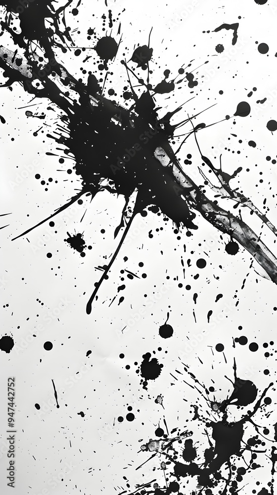 Obraz premium Dramatic Black and White Abstract Paint Splatter Composition
