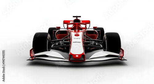 3D Render of a Red Formula One Car on a White Background, Showcasing Speed and Precision, Ideal for Depicting Themes of Motorsport, Racing Technology, and High-Performance Vehicles in Modern Digital A