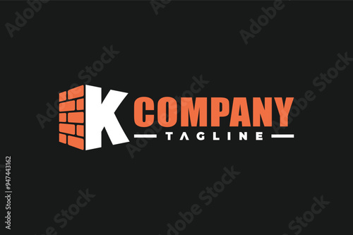 letter k brick building logo