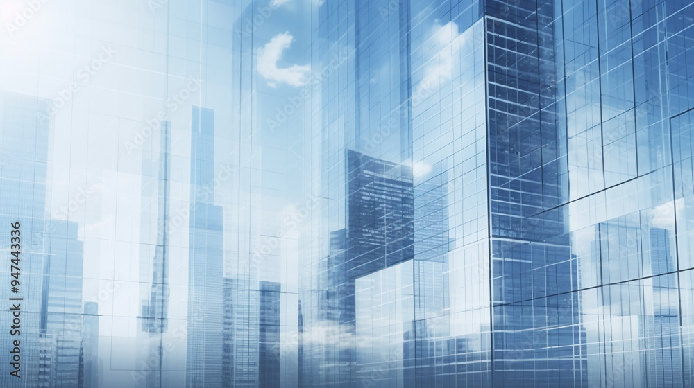 Double exposure of skyscrapers and business office buildings, double exposure photography. Double exposure of skyscrapers and business office buildings, double exposure photography.