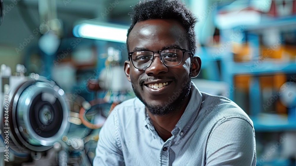 An African male engineer who founded a successful engineering startup, providing creative engineering solutions and creating job opportunities. An African male engineer who founded a successful engineering startup, providing creative engineering solutions and creating job opportunities.