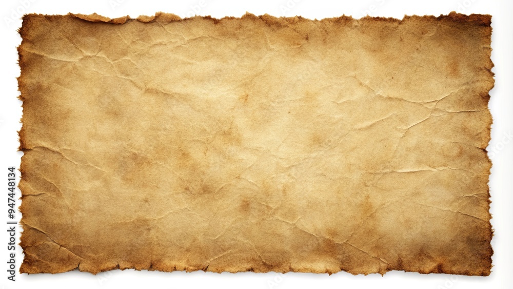 Old, weathered paper with frayed edges and creases , vintage, aged, texture, distressed, worn, antique, background, parchment Old, weathered paper with frayed edges and creases , vintage, aged, texture, distressed, worn, antique, background, parchment