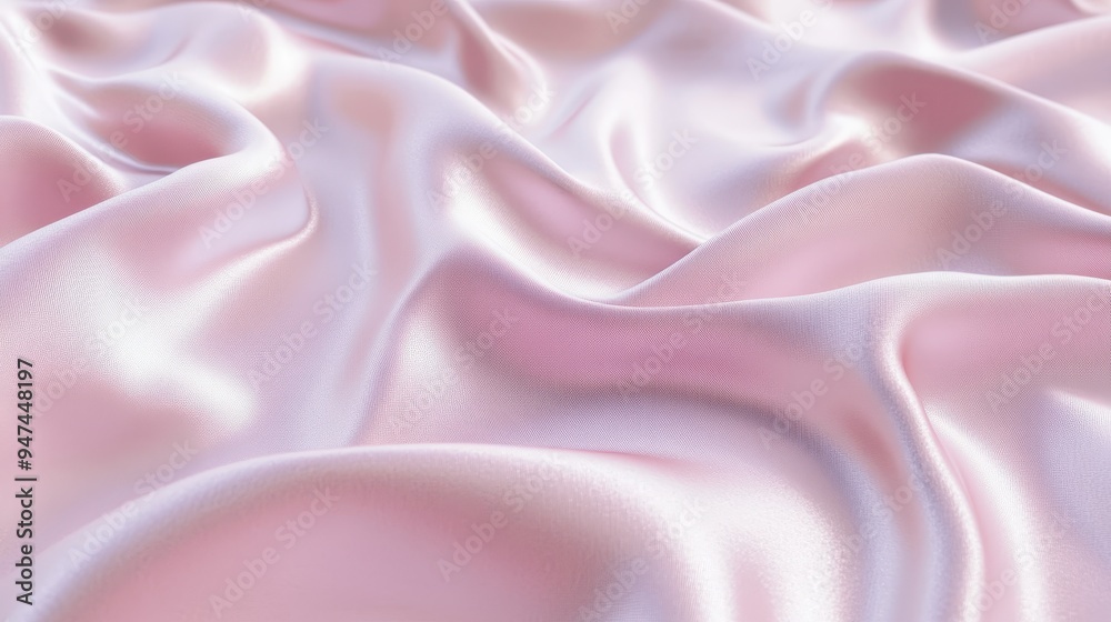 Obraz premium Closeup of rippled pink satin fabric texture background. Luxurious background design 