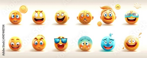 A set of editable vector iOS emojis, featuring humorous facial expressions for Twitter and messaging apps.