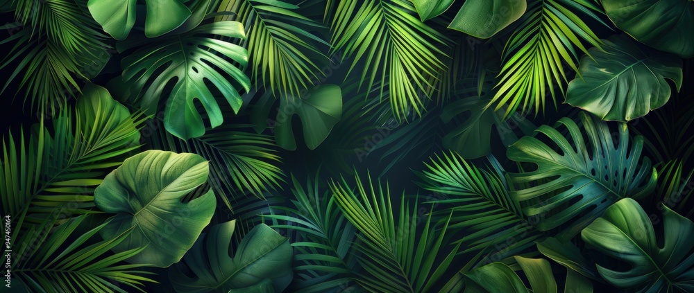 Tropical Leaf Pattern: Lush Green Foliage Tropical Leaf Pattern: Lush Green Foliage