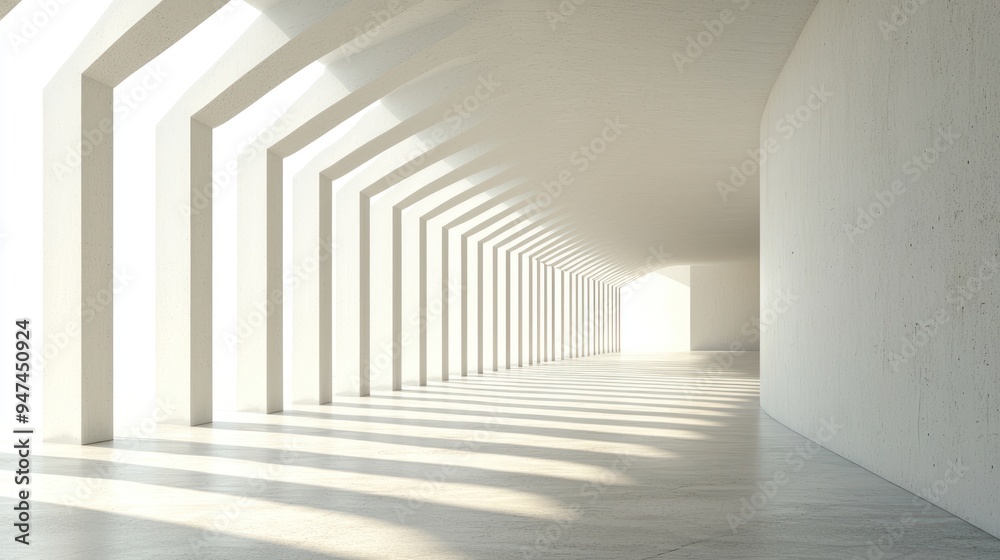 White Concrete Corridor with Light Streaks White Concrete Corridor with Light Streaks