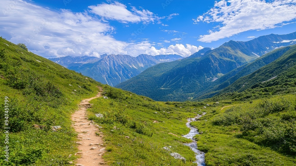 Mountain Hiking Trail With Stream And Stunning Views Mountain Hiking Trail With Stream And Stunning Views