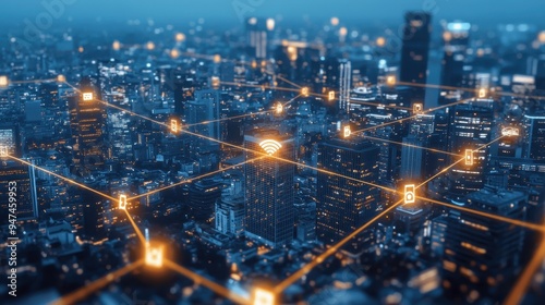 Smart City Network Connection Digital Technology Concept