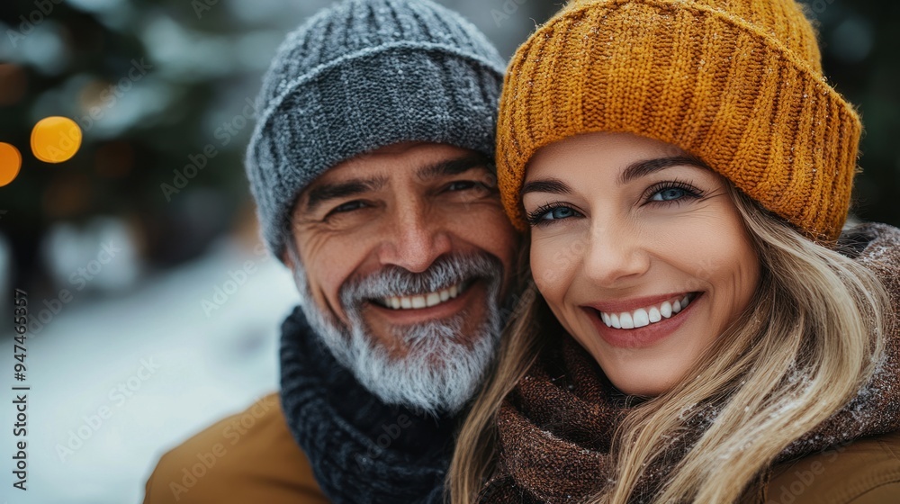 A man and woman are smiling at the camera A man and woman are smiling at the camera