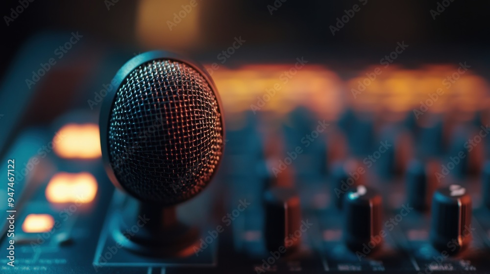 Microphone Close-Up on a Soundboard Microphone Close-Up on a Soundboard