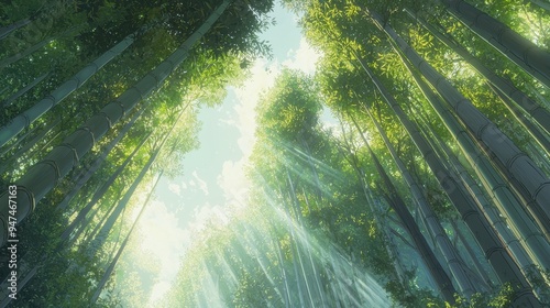 Sunlight Through Bamboo Forest