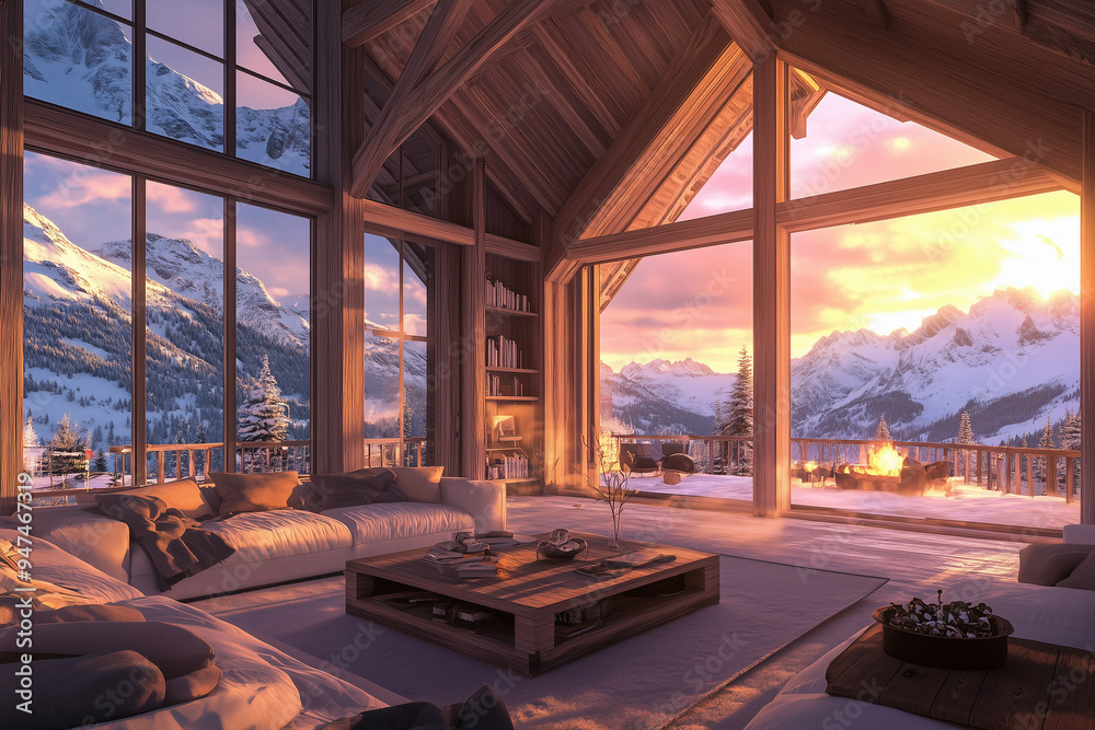 Rustic Charm in a Massive Taupe Alpine Lodge: Mountain Retreat Rustic Charm in a Massive Taupe Alpine Lodge: Mountain Retreat