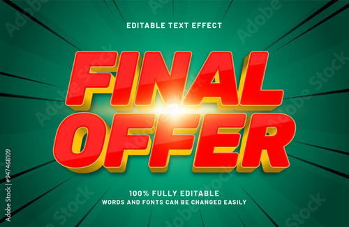 final offer editable text effect in discount and promo text style