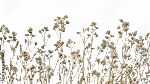 A collection of dried flowers against a white background, showcasing natural beauty.