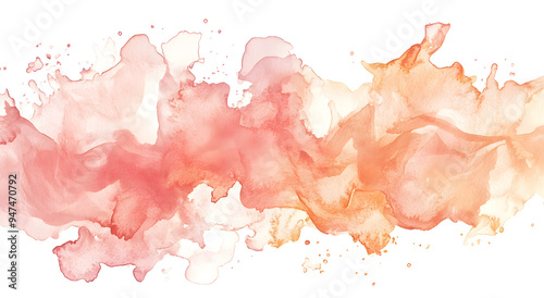 Watercolor Splash in Peach-Toned Hues on a White Background, Creating a Soft and Elegant Artistic Design, Perfect for Illustrating Concepts of Creativity, Modern Art, and Minimalist Aesthetics, Ideal 