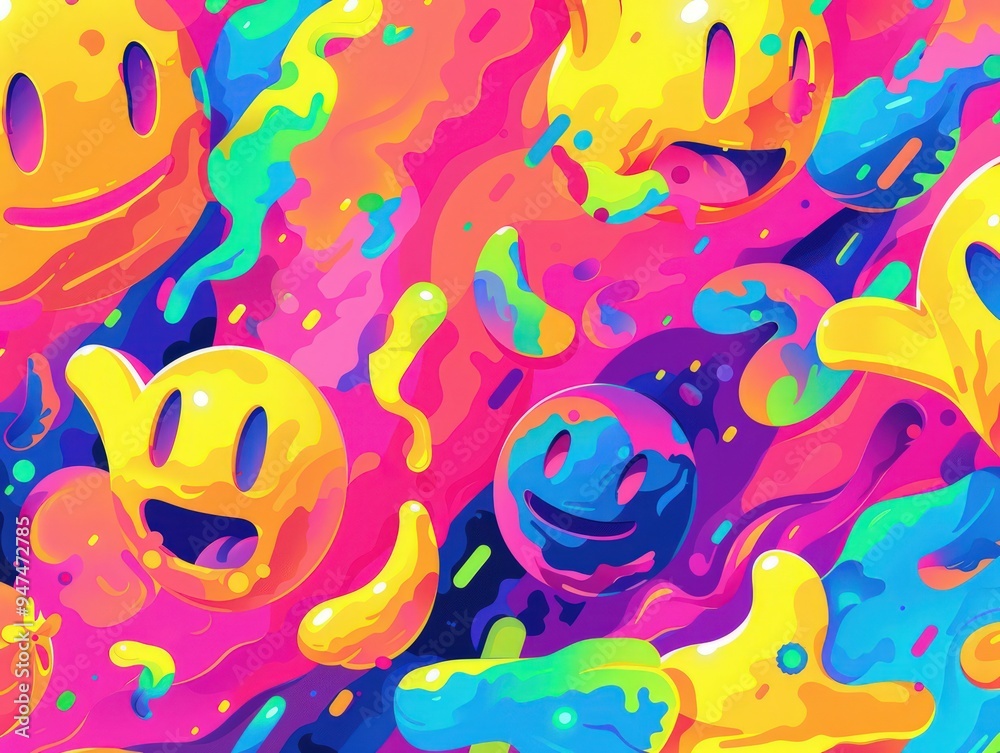 A collection of thumbs-up emojis amidst an abstract backdrop of bright, flowing shapes, conveying positivity. A collection of thumbs-up emojis amidst an abstract backdrop of bright, flowing shapes, conveying positivity.