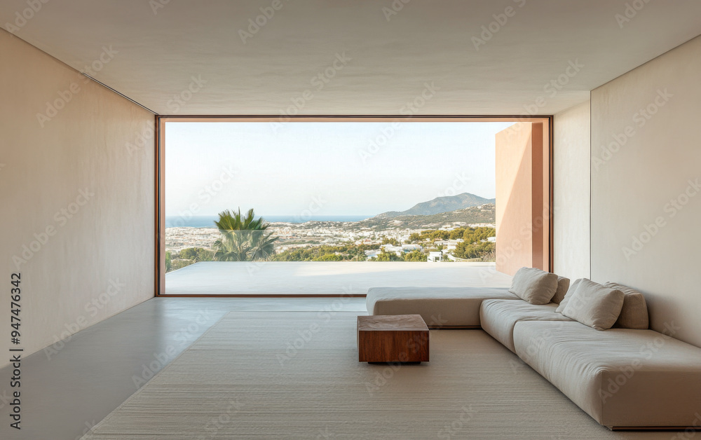 Fototapeta premium Mediterranean luxury property with stylish design in earthy tones. Luxury Real Estate concept image.