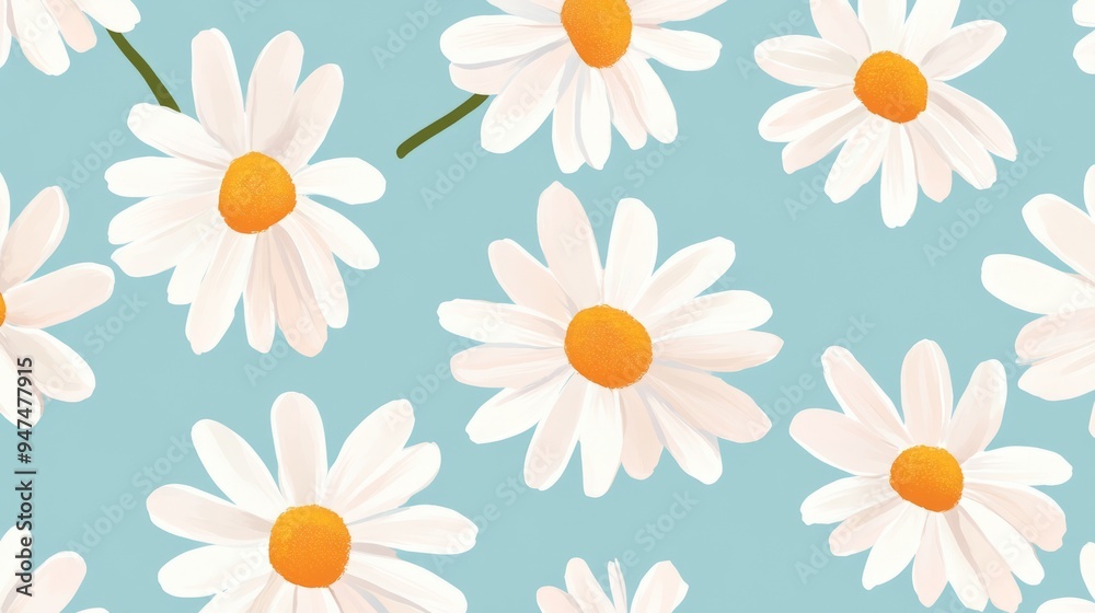 Daisy pattern floral design white daisies light blue background spring flowers floral wallpape Daisy pattern floral design white daisies light blue background spring flowers floral wallpape