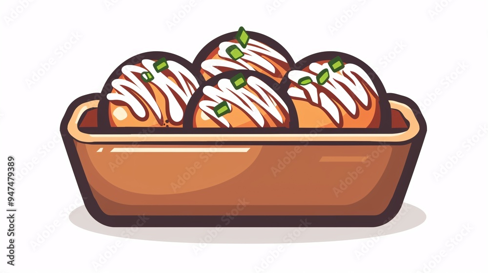 Iconic takoyaki illustration perfect for social media and web design. Iconic takoyaki illustration perfect for social media and web design.