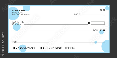 Cheque, Chequebook template. Blank bank cheque. Background for banknote design, Voucher, Gift certificate, Coupon, ticket, money