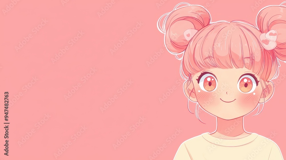 Cute Anime Girl with Pink Hair and Big Eyes Cute Anime Girl with Pink Hair and Big Eyes