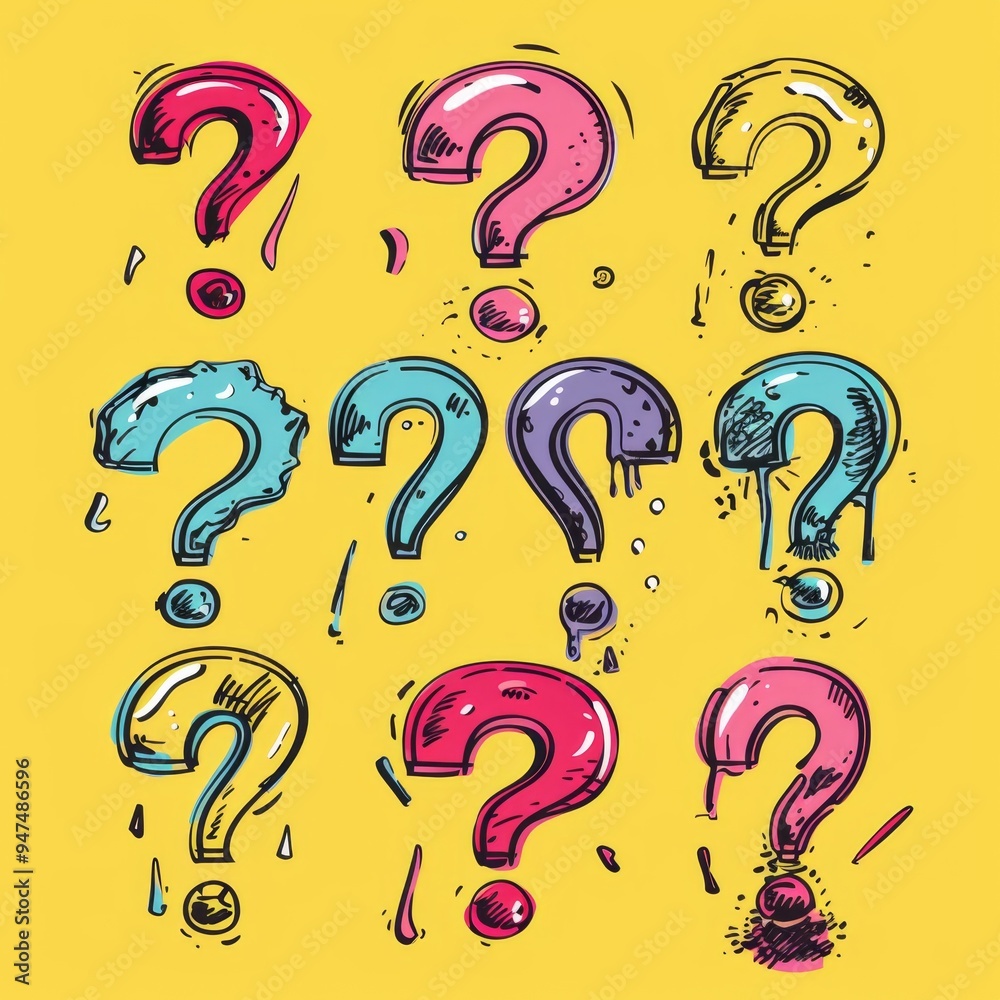 Question mark icon, quiz symbol, interrogation sign, simple rebus silhouette, questions emblem, faq set Question mark icon, quiz symbol, interrogation sign, simple rebus silhouette, questions emblem, faq set