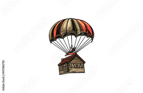 Gas balloon house logo style icon design template flat vector