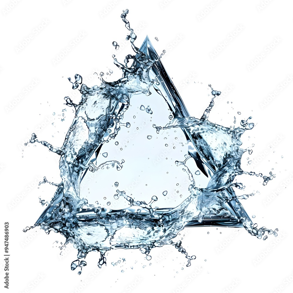 Dramatic Water Splash in Triangular Shape on White Background Dramatic Water Splash in Triangular Shape on White Background