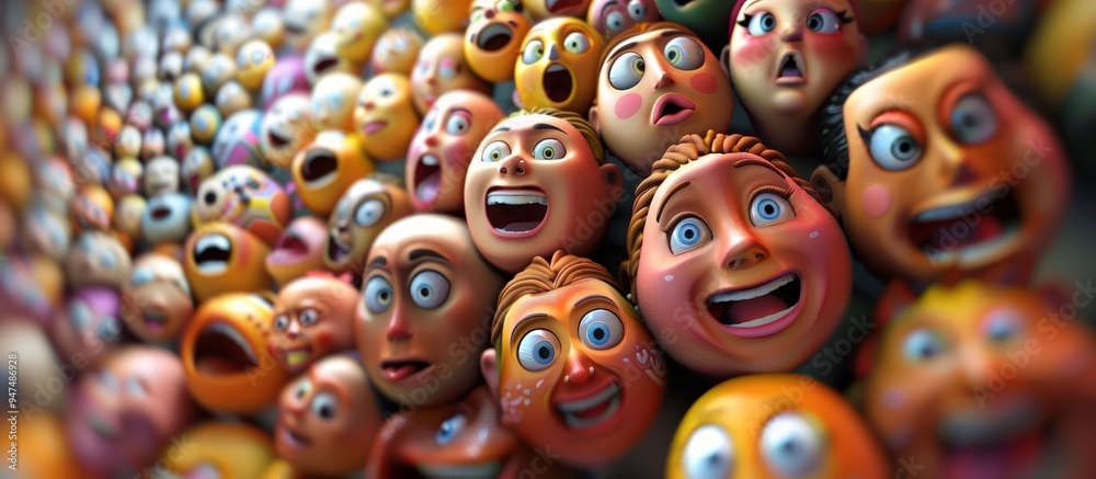 A collection of 3D emojis with diverse facial expressions, arranged in a spiral with ample space for text. The scene is vibrant and captures emotions vividly. A collection of 3D emojis with diverse facial expressions, arranged in a spiral with ample space for text. The scene is vibrant and captures emotions vividly.