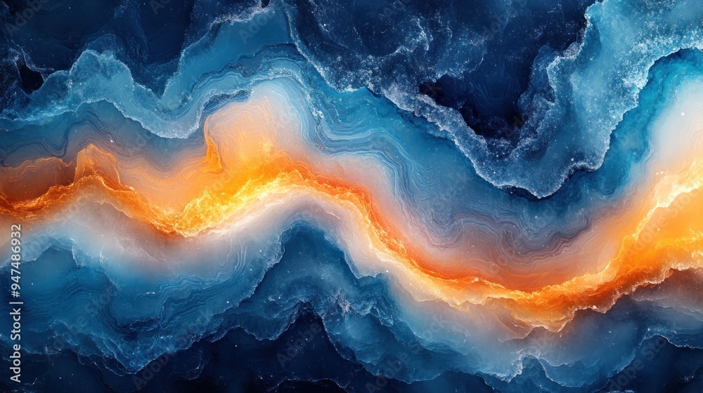 Abstract Art: Blue and Orange Swirls