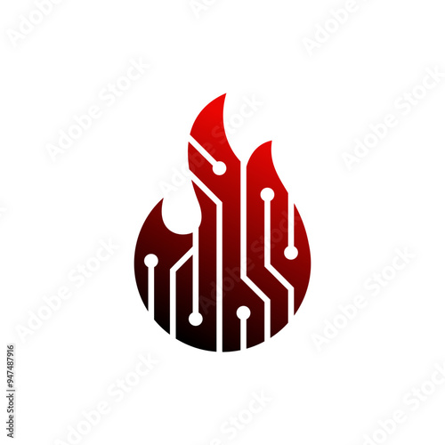 Illustration vector graphic of fire technology ai logo design