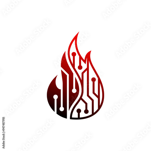 Illustration vector graphic of fire technology ai logo design