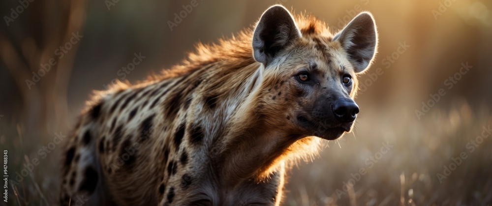 Obraz premium Spotted Hyena Portrait in Golden Light
