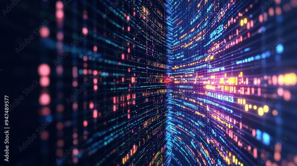 Abstract Digital Data Flow with Colorful Lights Abstract Digital Data Flow with Colorful Lights
