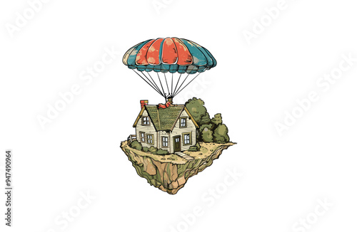 Gas balloon house logo style icon design template flat vector