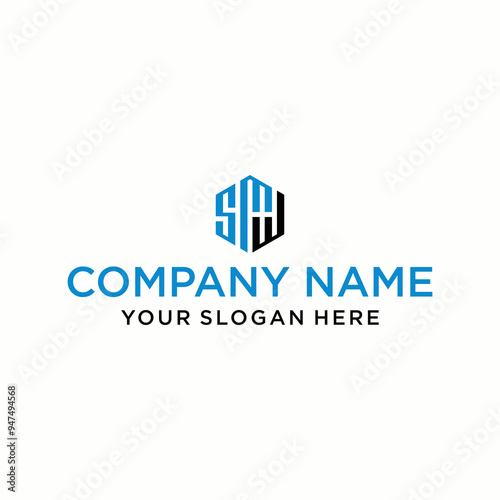 SMW letter logo in the form of hexagons and cube logos with letter designs for corporate identity