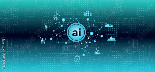 Image created with icon related to the concept of artificial intelligence	