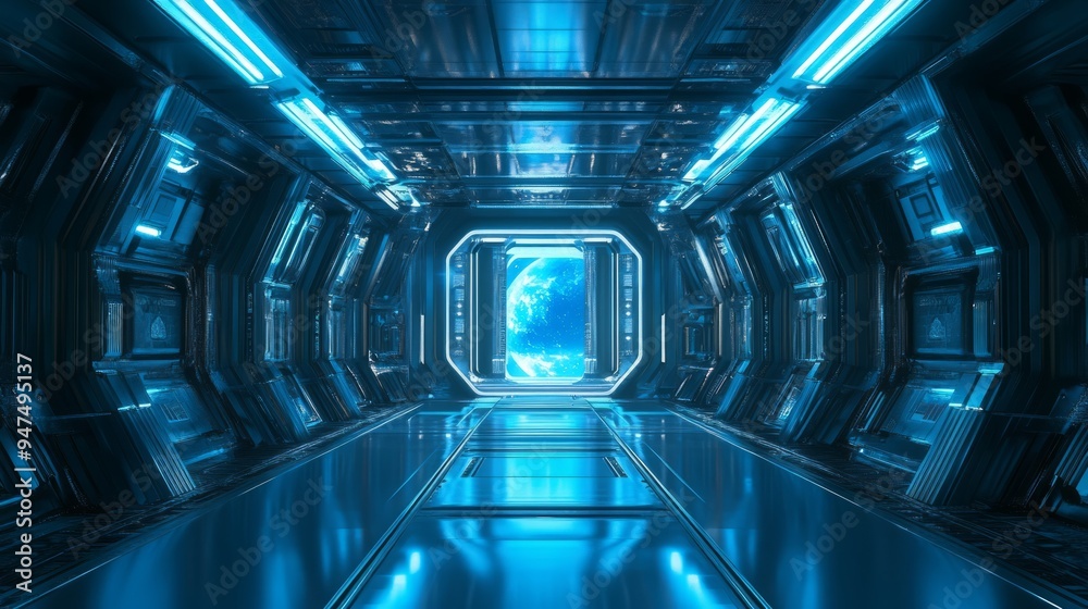 Obraz premium Science fiction background image of futuristic technology